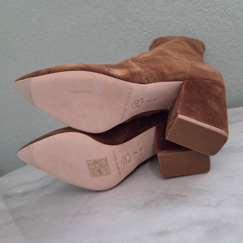 Loeffler Randall Suede Isla Brown Heeled Ankle Bootie - Picture 6 of 12